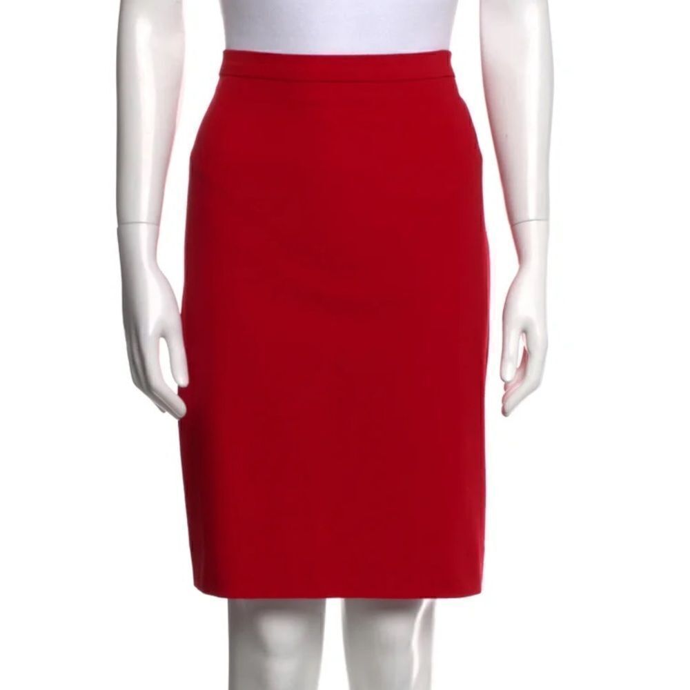 Esacada Red Wool Blend Pencil Skirt Size 36